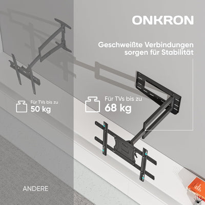 ONKRON TV Wandhalterung schwenkbar für 40-75 Zoll TV bis zu 68 kg - TV Wandhalterung ausziehbar & ne