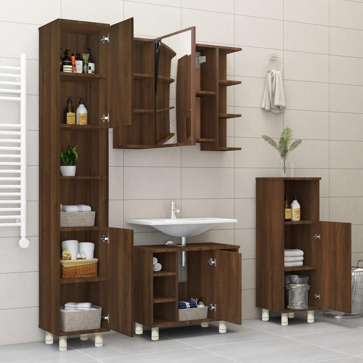 Tidyard Badezimmerschrank Badschrank Aufbewahrungsschrank Mit 3 Fächern und 1 Tür Unterstellschrank