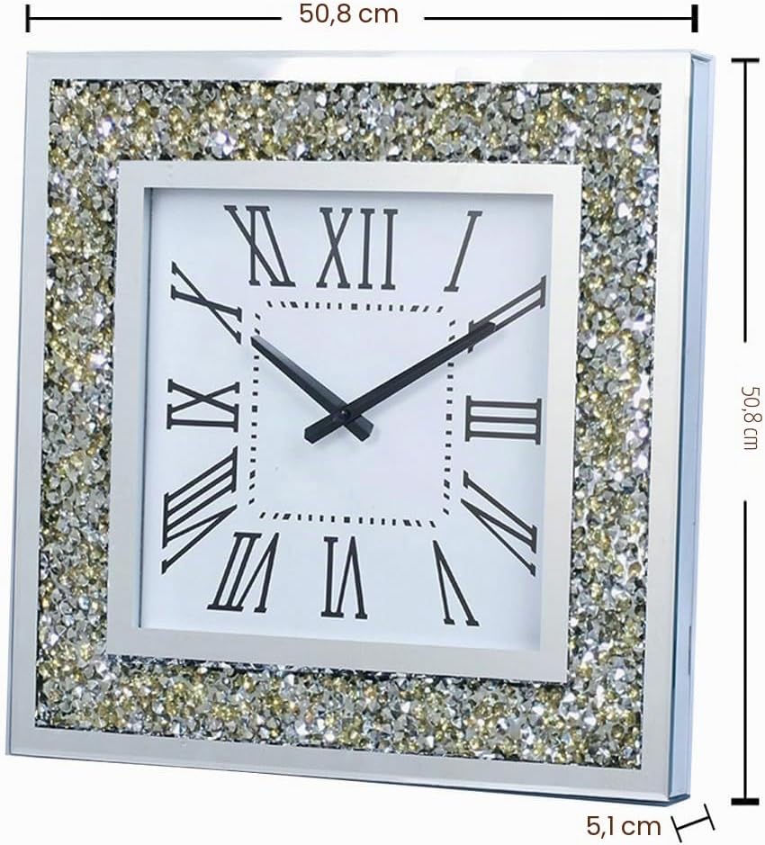 Wanduhr Wohnzimmer Dekor Crushed Diamond Spiegel Badezimmer Uhren Wand Kristall Dekorationen für Zuh