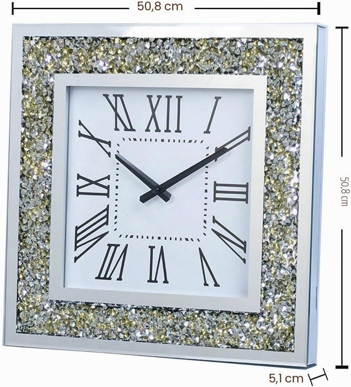 Wanduhr Wohnzimmer Dekor Crushed Diamond Spiegel Badezimmer Uhren Wand Kristall Dekorationen für Zuh