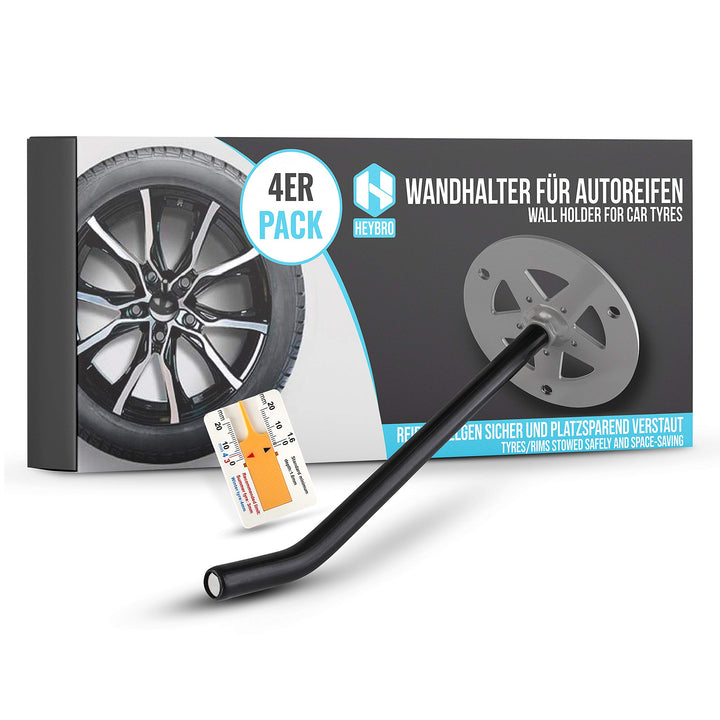 HEYBRO® Universale Reifen Wandhalterung im 4 er Set - platzsparende Aufbewahrung Ihrer Autoreifen -