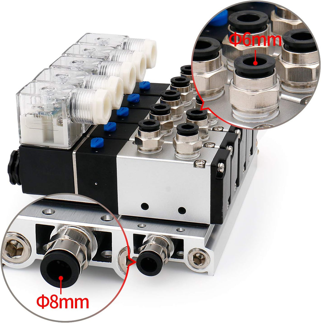 Heschen Elektrisches pneumatisches 5 Magnetventil, 4V210-08, AC220V, PT1/4, 5 Wege 2 Positionen, Krü