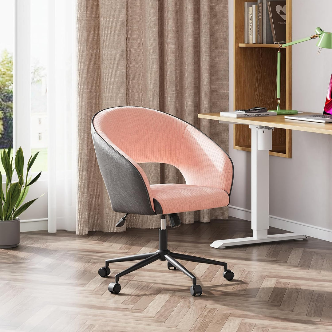 DEVAISE Homeoffice Stuhl, Schminkstuhl, Schreibtischstuhl, höhenverstellbar Drehstuhl, Cordstoff und