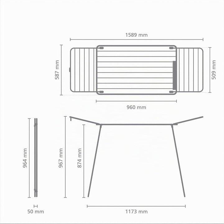 Brabantia HangOn Drying Rack, 22 m (Mattschwarz),Standtrockner mit Trockenfläche bis zu Zwei Waschla