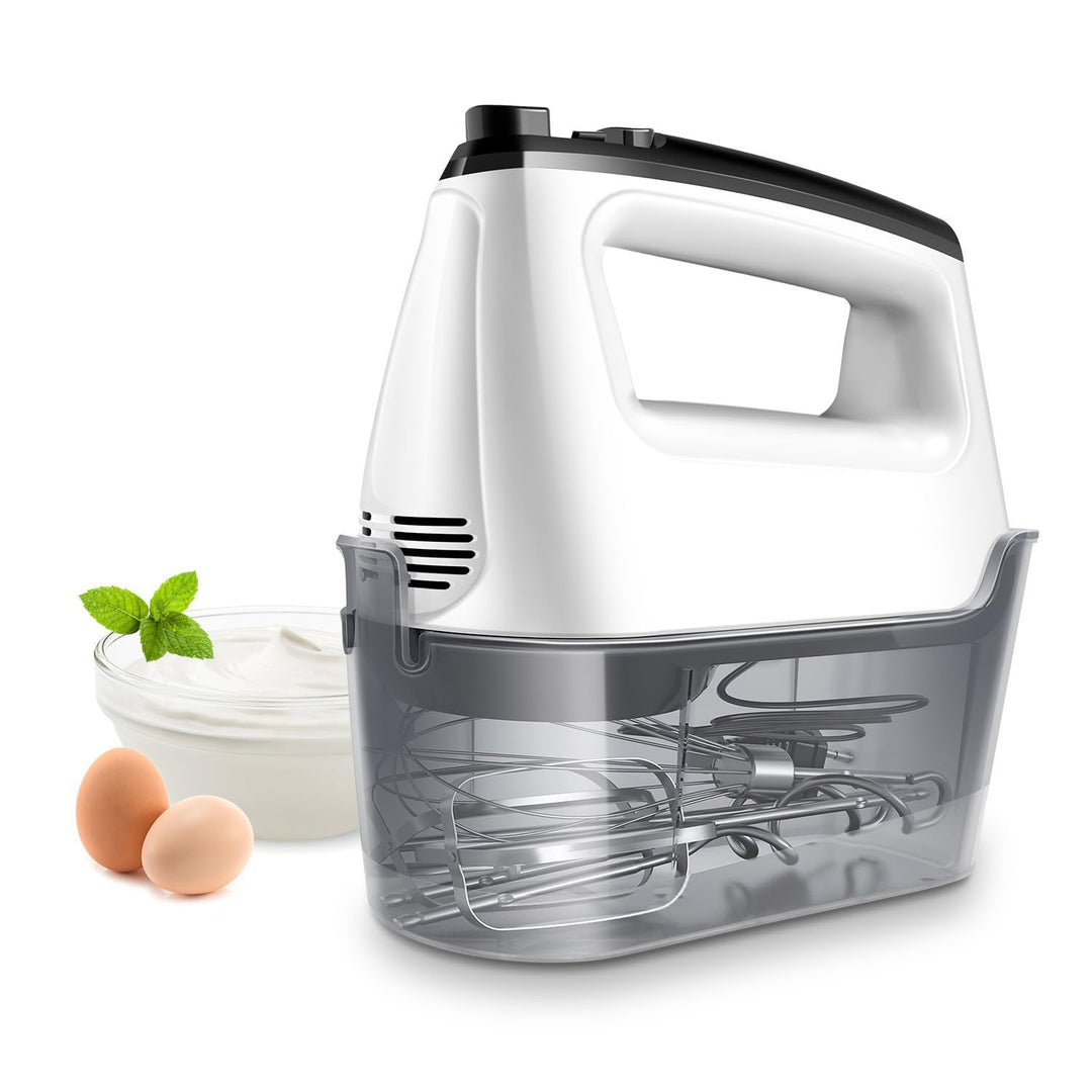 Handmixer Elektrisch Handrührgerät 6 Stufen Plus Turbo Kein Spritzen Mixer Handrührer mit Aufbewahru
