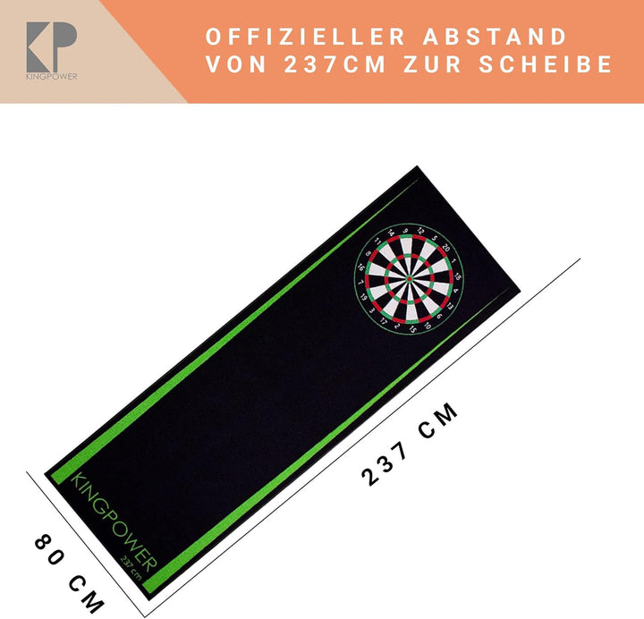 Kingpower Dartteppich mit Abwurflinie, Dart Zubehör mit Motiv, Dartmatte mit Oche, pflegeleichter Te