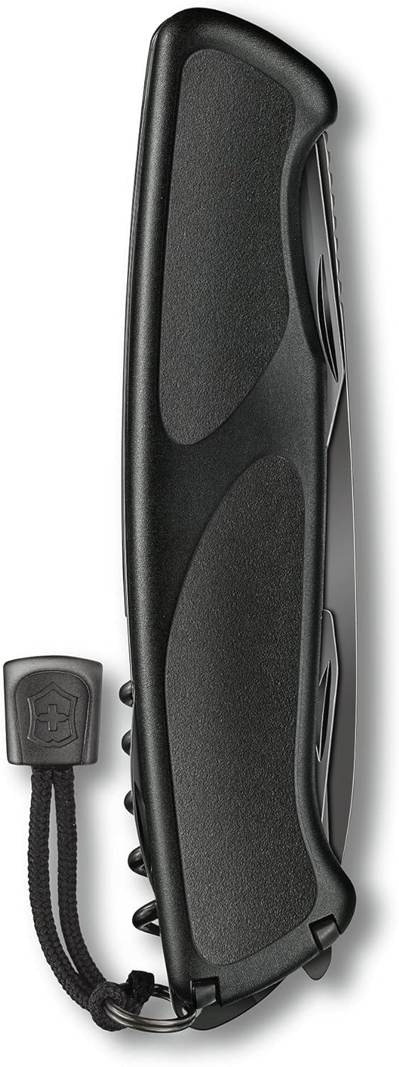 Victorinox Taschenmesser Ranger Grip 55 Onyx Black (12 Funktionen, Festellklinge, Holzsäge), schwarz