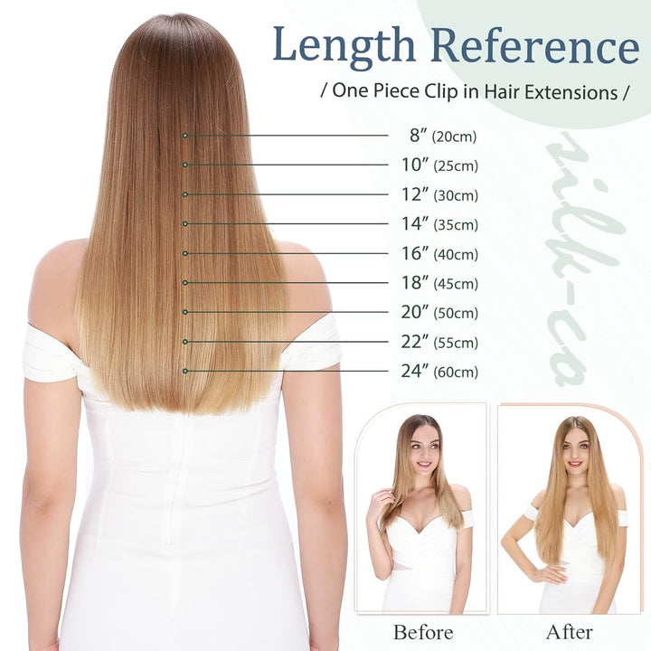 Silk-co Haarteile Echthaar Clip in Extensions Echthaar 1Pc 5Clips Haarverlängerung Weich Natürlich H