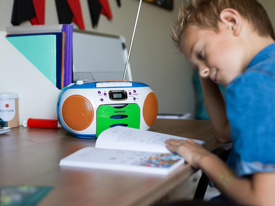 Lenco SCD-971 -Kinderradio - Kassettenradio mit CD - CD-Radio - Kassettenplayer - Stereo Lautspreche