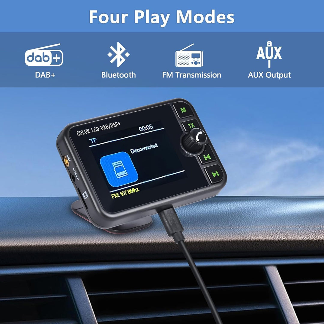 Hikity DAB/DAB+ Tragbarer Radio Adapter mit 2.4 Zoll Color Large LCD Display für Android Autoradio m