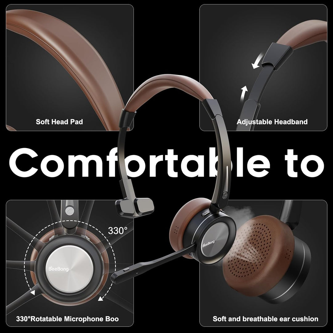 Bluetooth Headset, Mono Wireless Headset mit Mikrofon und Rauschunterdrückung & USB-Dongle, Kabellos