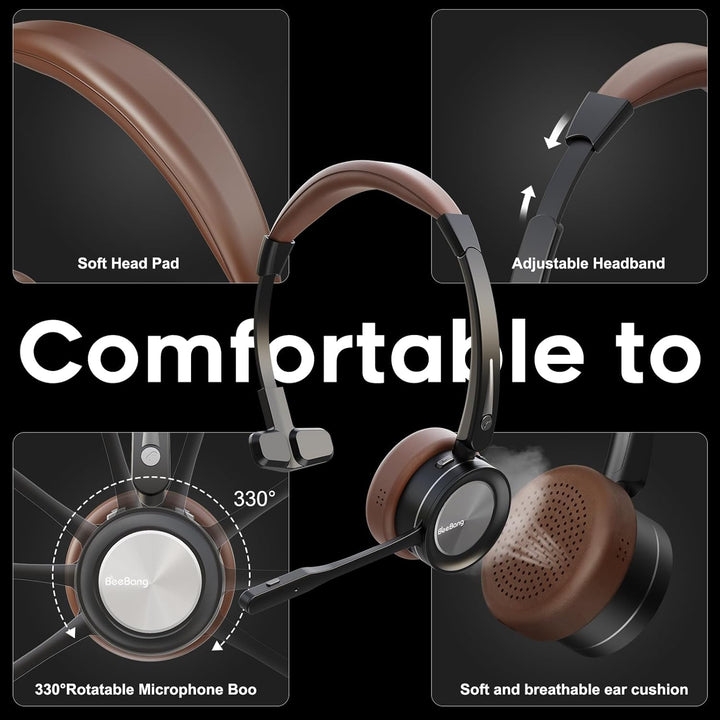Bluetooth Headset, Mono Wireless Headset mit Mikrofon und Rauschunterdrückung & USB-Dongle, Kabellos