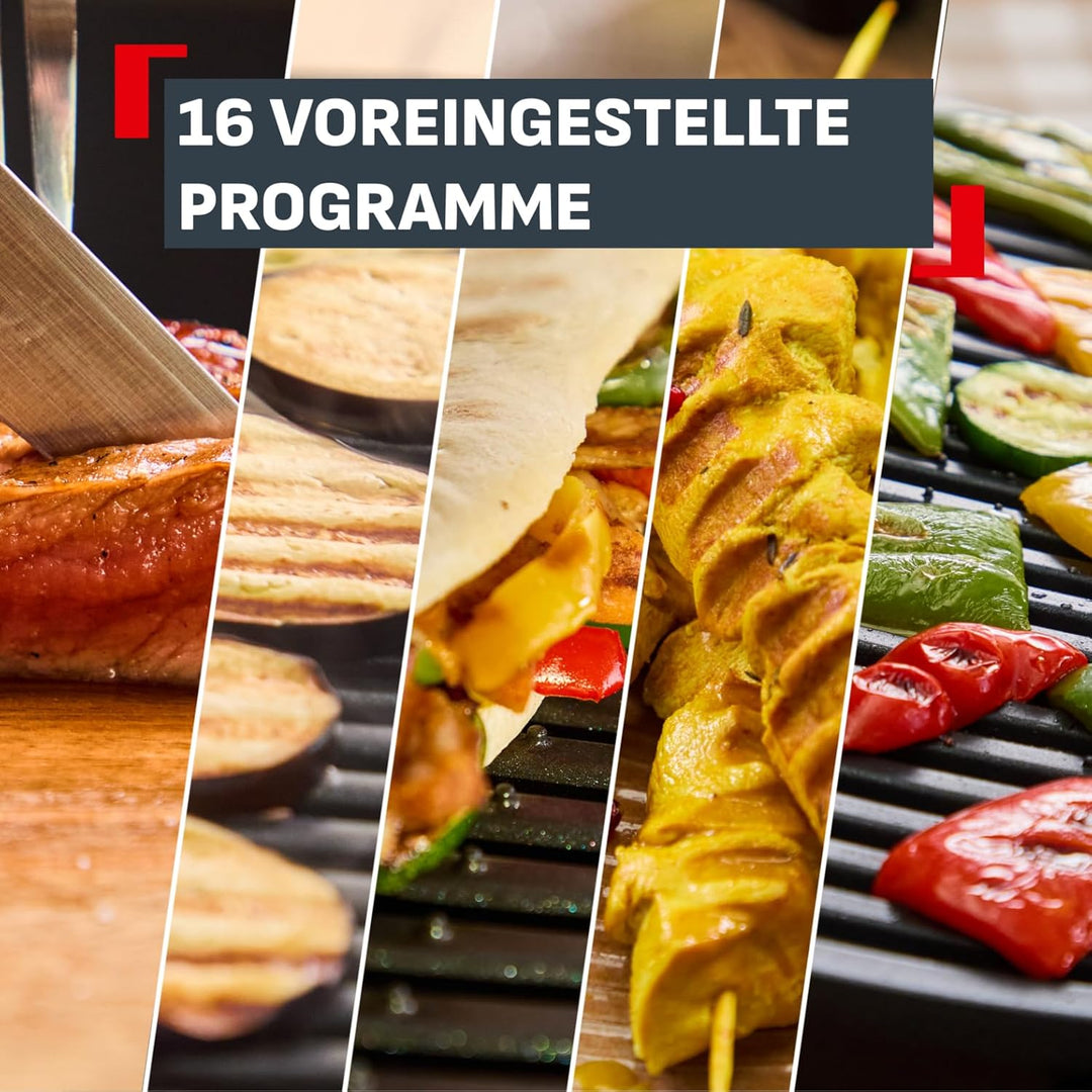 Tefal OptiGrill Elite XL Kontaktgrill, 16 Programme, Digitales Display mit Garstufenanzeige, Abnehmb