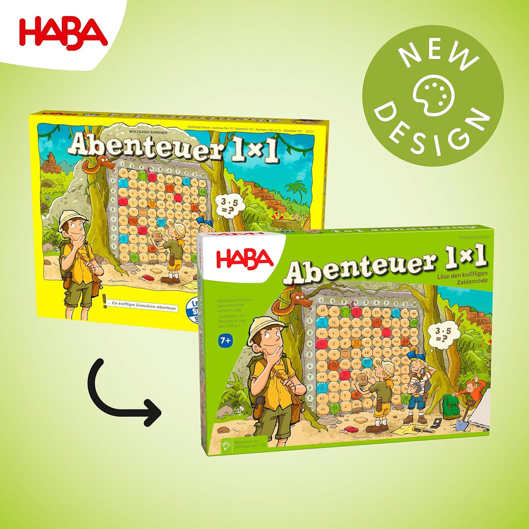 HABA -303717 -benteuer 1x1, Rechen- und Lernspiel zum spielerischen Trainieren des Einmaleins, Multi