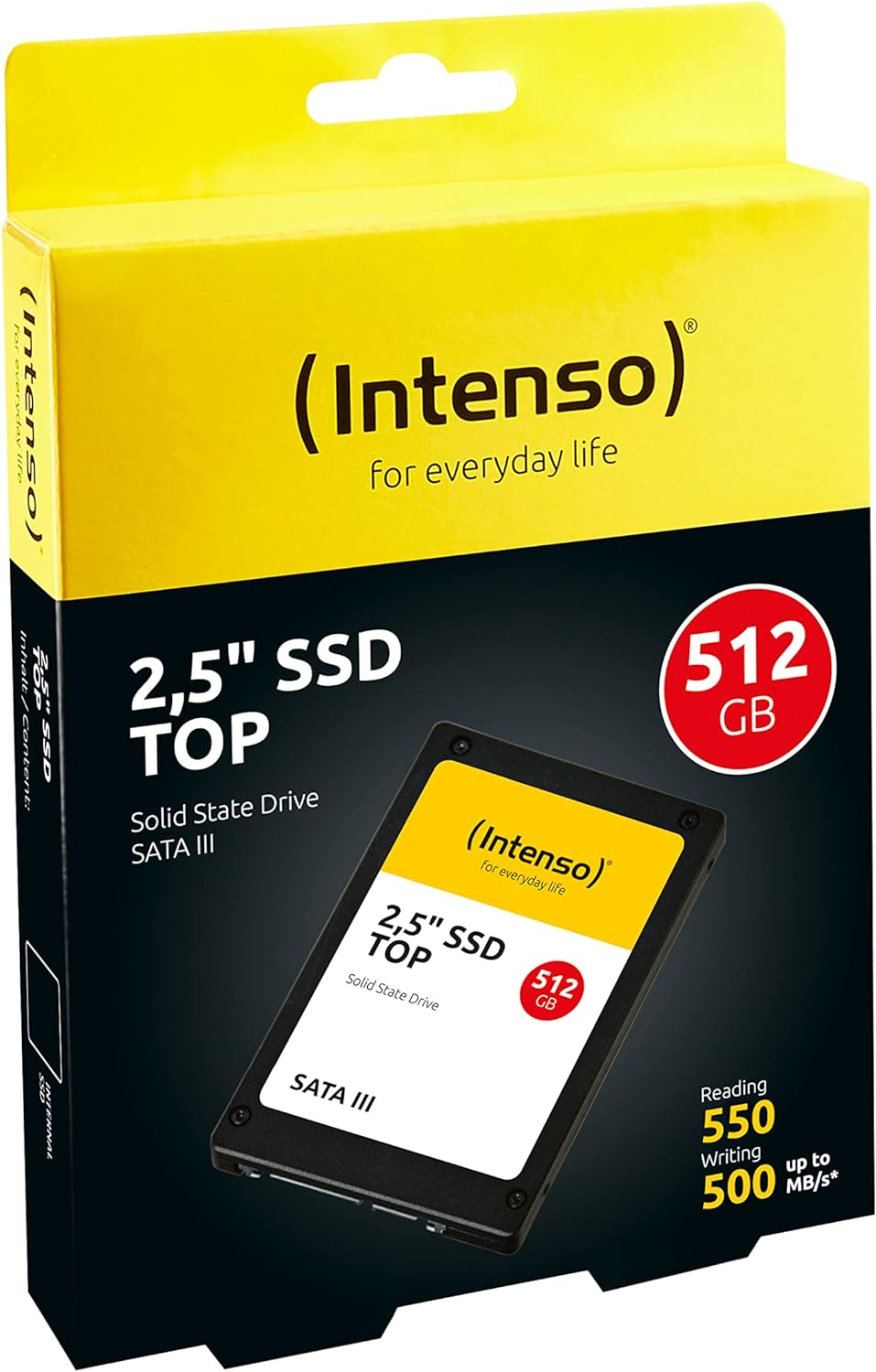 Intenso Interne 2,5" SSD SATA III Top, 512 GB, 550 MB/Sekunden, Schwarz 512GB Sata 2,5", 512GB Sata