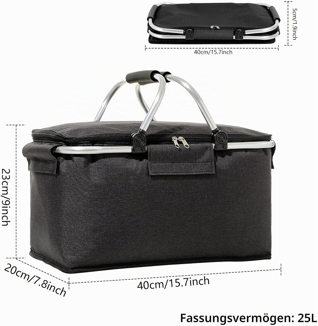 JXCTNNU Picknickkorb 25L Einkaufskorb Faltbar Gross Picknickkorb Kühlkorb Einkaufskorb mit Deckel Tr