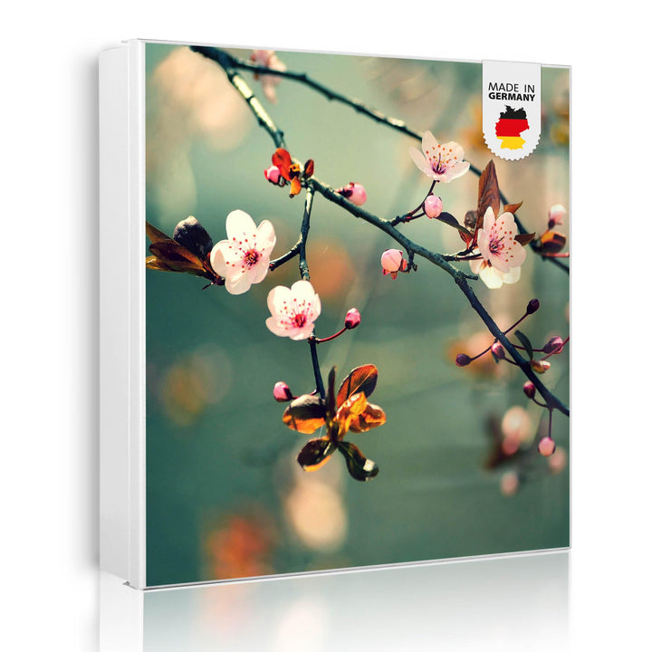 banjado® Grosser Schlüsselkasten Glas/Schlüsselbox 30cm x 30cm mit 50 Haken - Motiv Japankirsche/Sch