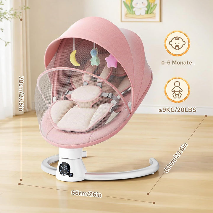 Elektrisch Babyschaukel, Elektrisch Babywippe Verstellbare Rückenlehne mit Abnehmbares Kissen, Steue