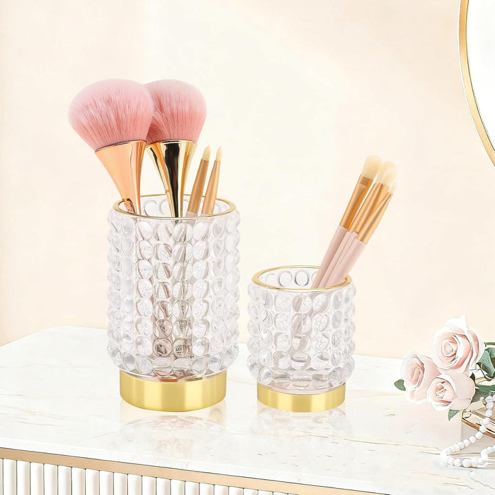 DASITON Make up Kosmetik Organizer, Make up Pinsel Organizer aus Glas, Pinselhalter Kosmetik Schmink