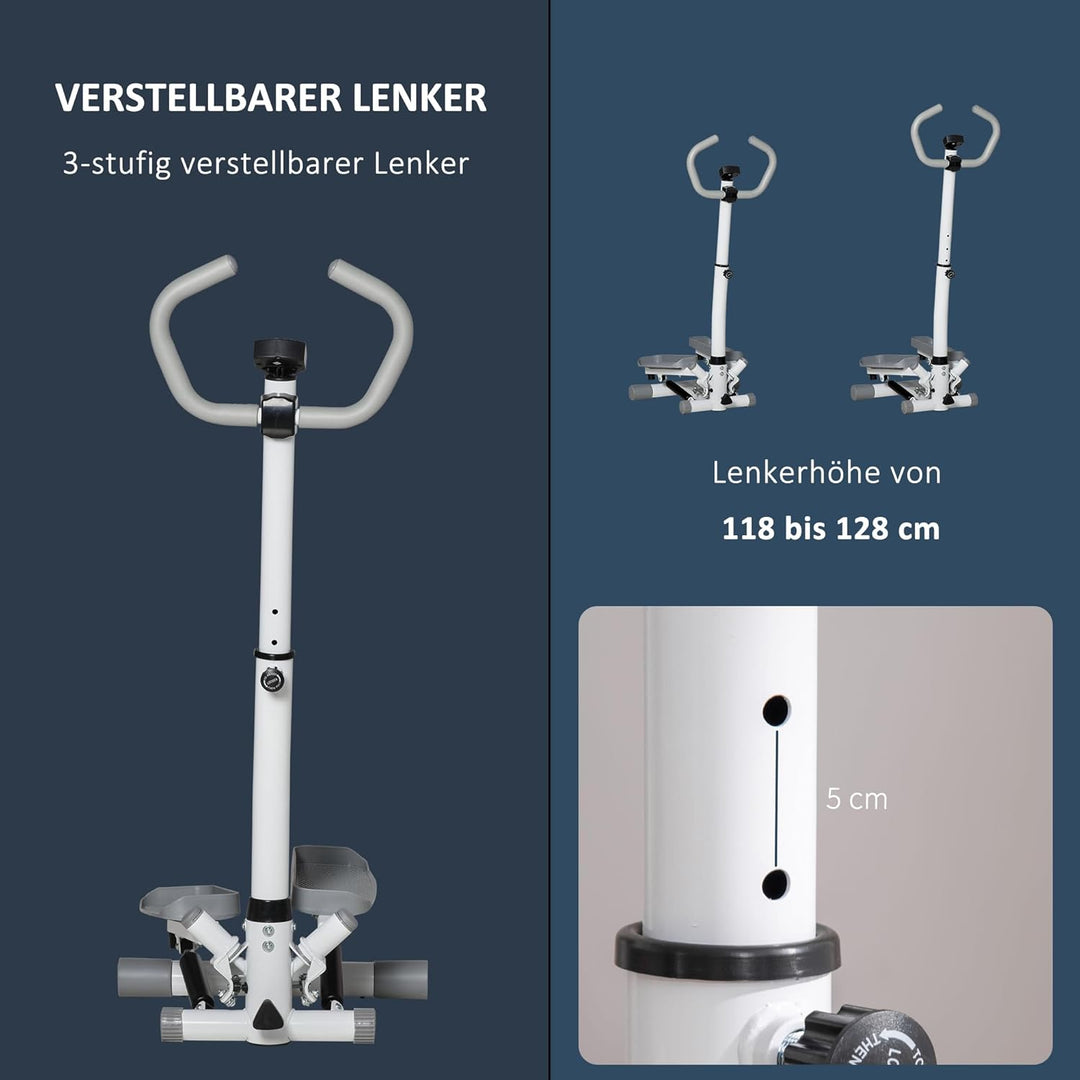 HOMCOM Stepper mit Handgriff Fitness Heimtrainer für Zuhause klein Fitnessgerät für Bein- und Po-Tra