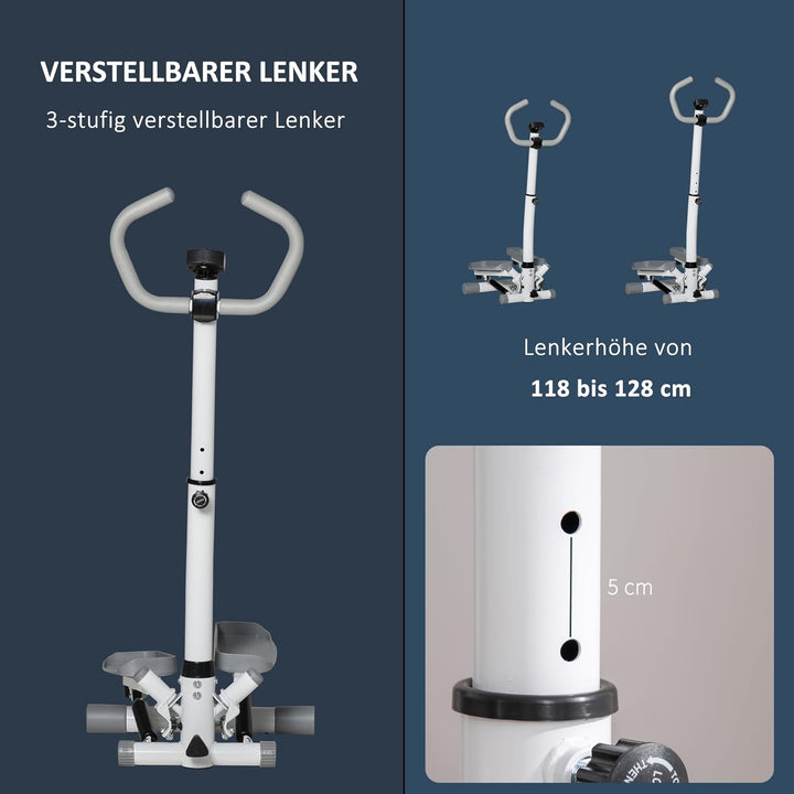 HOMCOM Stepper mit Handgriff Fitness Heimtrainer für Zuhause klein Fitnessgerät für Bein- und Po-Tra