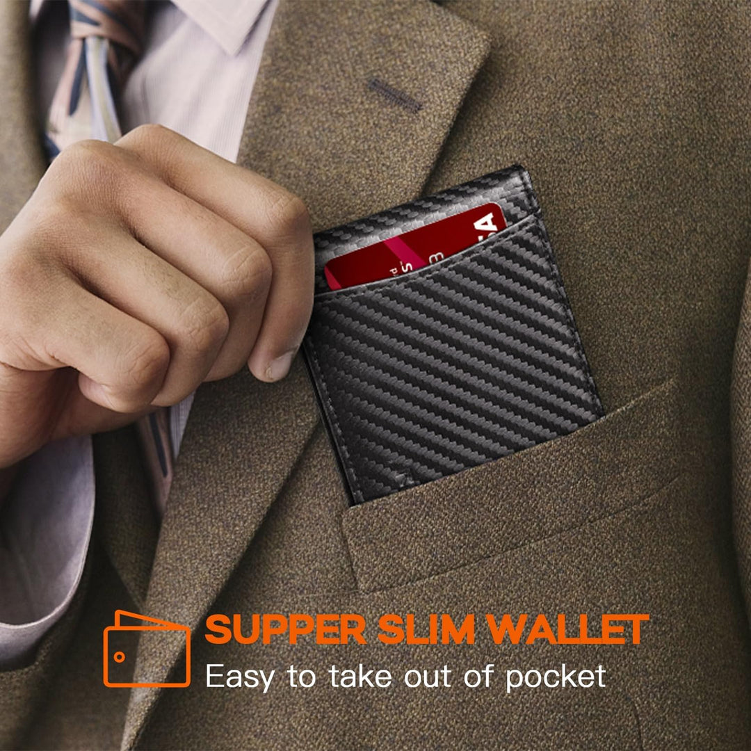 RUNBOX Top Layer Echtes Rindsleder Geldbörse für Herren Slim Mens Wallet-Money Clip RFID Wallet-Gift
