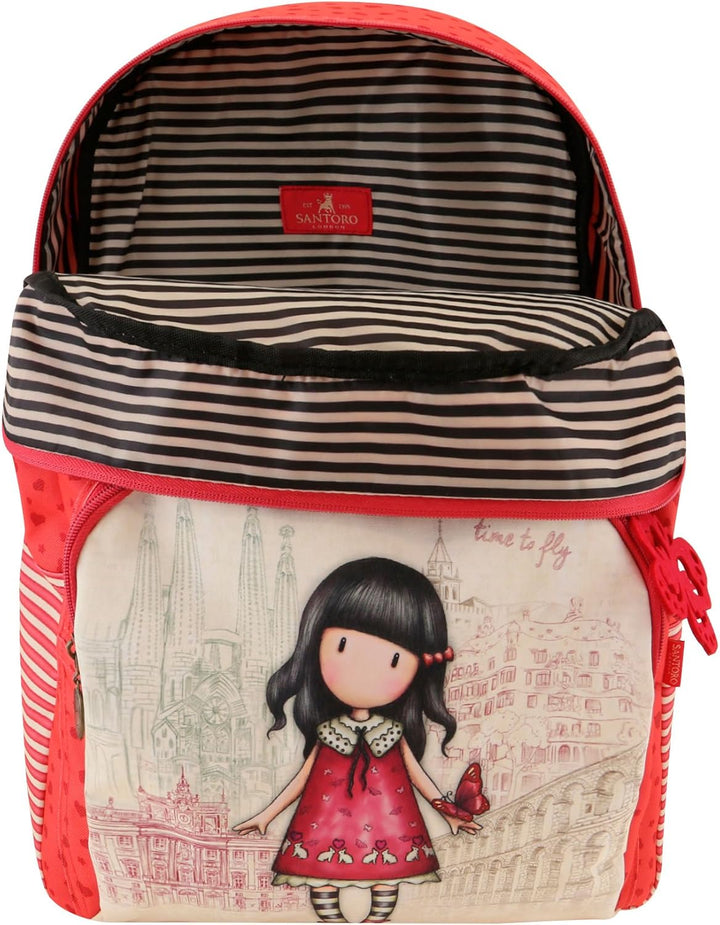 Gorjuss Cityscape Time to Fly Double Zip Rucksack