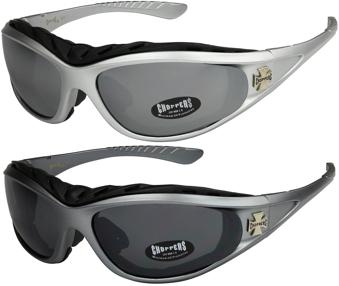 2er Pack Choppers 911 Sonnenbrillen Motorradbrille Sportbrille Radbrille mit Polsterung in den Farbe