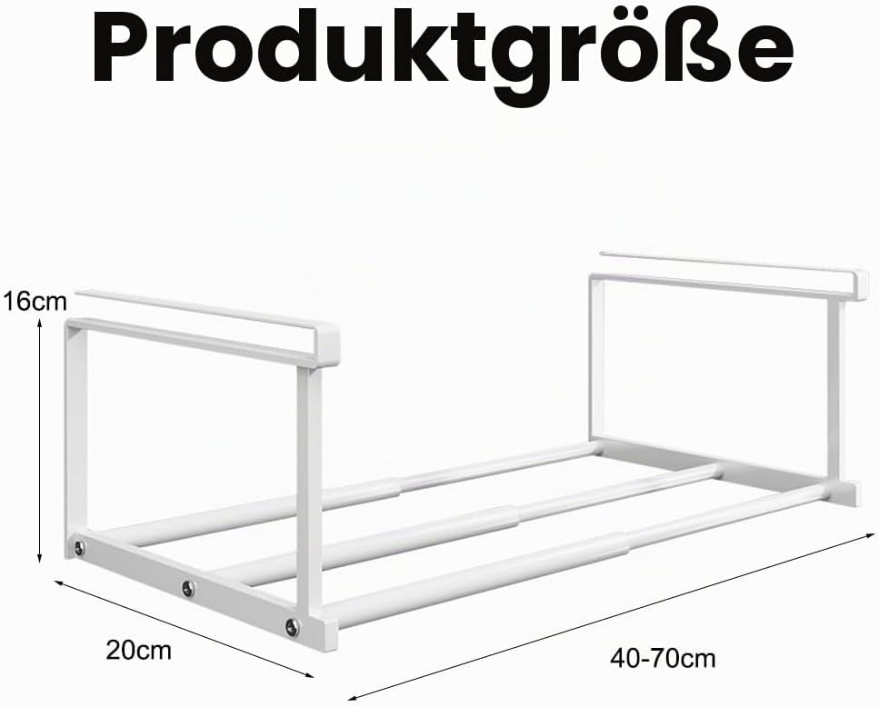 RANJIMA Unterregal Hängekorb Ausziehbar, Hängendes Schuhregal Organizer im Schrank, Verstellbarer 40