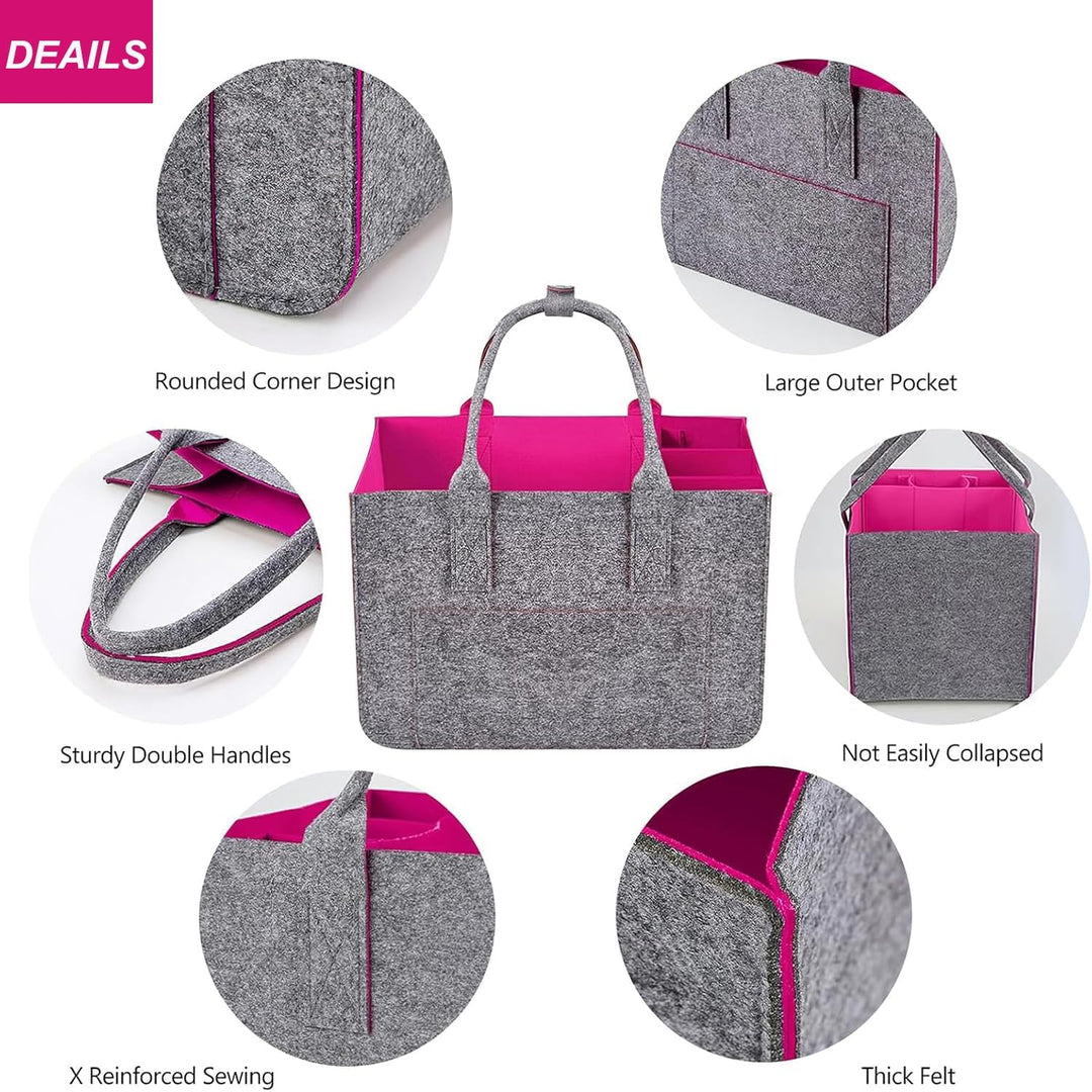WEIWUXIAN 2 Stück 30L Gross Filztasche Einkaufstasche mit Fächern, Faltbar Filztaschen Shopper mit S