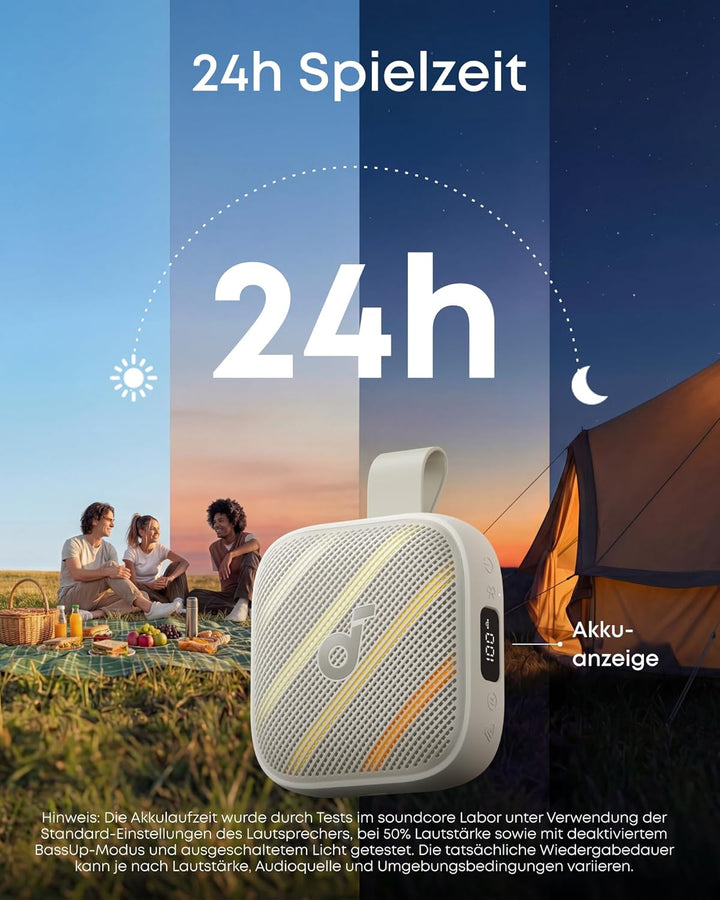 soundcore Boom Go 3i by Anker, tragbarer Lautsprecher mit 15W Sound, 24h Spielzeit, BassUp 2.0, Lade