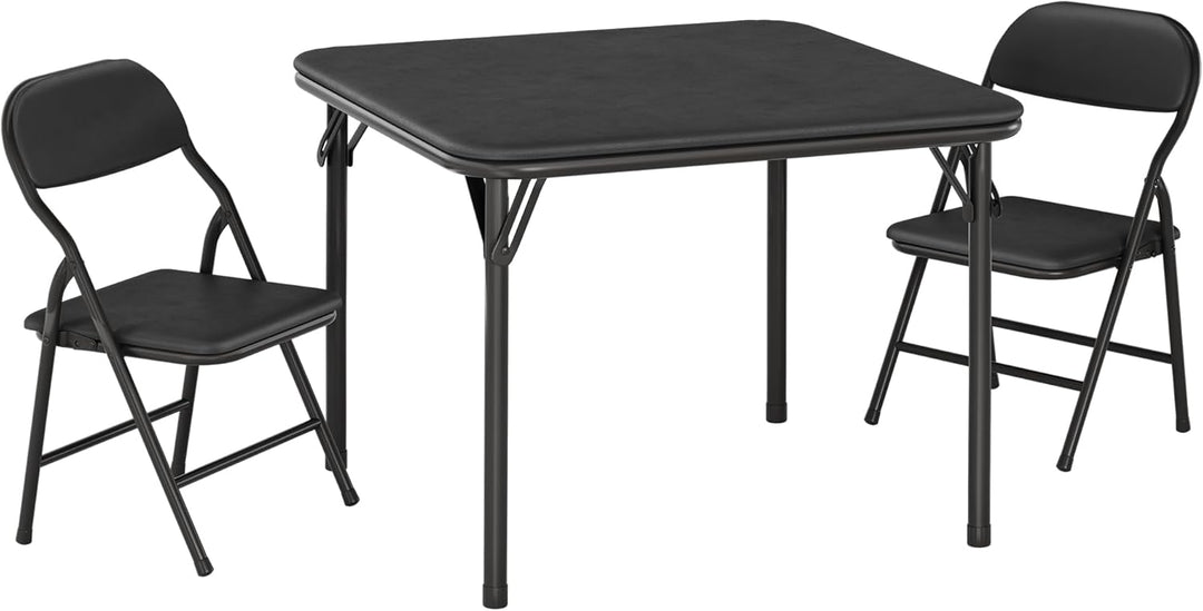 Zusammenklappbares Kinder-Set – quadratischer Tisch mit 2 gepolsterten Stühlen, Metallgestell, ideal