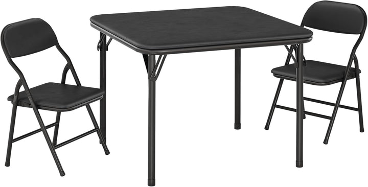 Zusammenklappbares Kinder-Set – quadratischer Tisch mit 2 gepolsterten Stühlen, Metallgestell, ideal