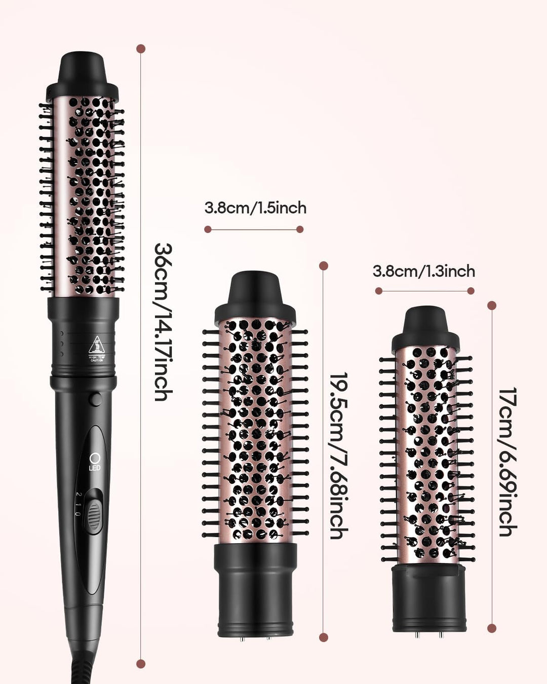 Thermal Brush Warmluftbürste Haarstyling Lockenbürste, 38/32mm 2 en 1 Thermobürste Rundbürste set, 2