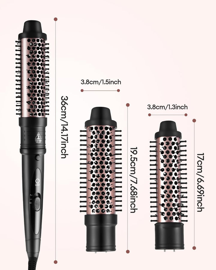 Thermal Brush Warmluftbürste Haarstyling Lockenbürste, 38/32mm 2 en 1 Thermobürste Rundbürste set, 2