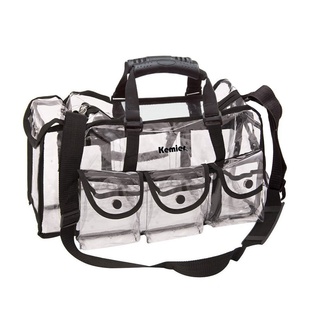 Kemier Durchsichtige Tasche Reise Make-up Tasche mit 6 Aussentaschen Kosmetik Organizer Kosmetiktasc