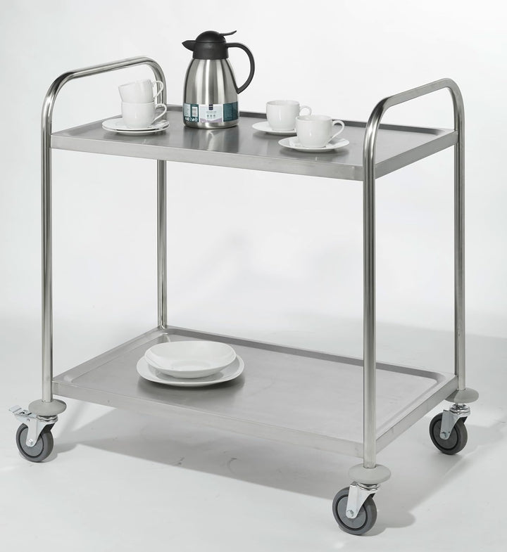 METRO Professional Servierwagen GST1002 mit 2 Ebenen, Edelstahl, 85 x 52.6 x 94 cm, Silber