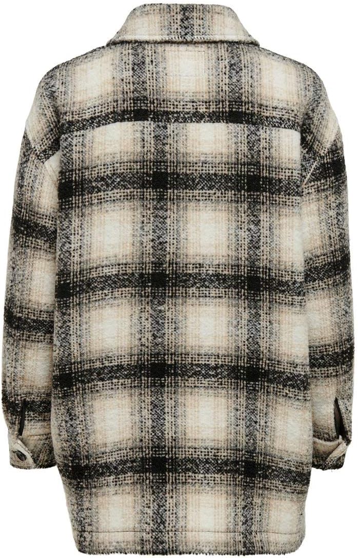 ONLY Female Lange Hemdjacke ONLALLISON Lange Hemdjacke XS Pumice Stone/Checks:black, XS Pumice Stone