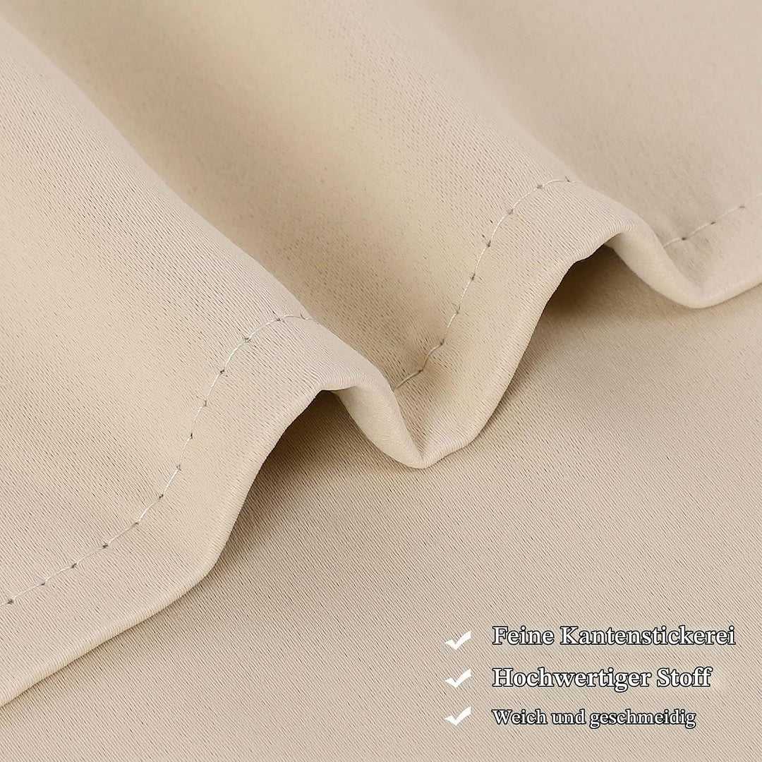 PiccoCasa 2er Set Gardine für Küche Polyester Scheibengardine Kurzgardine Blickdicht Kleine Gardine