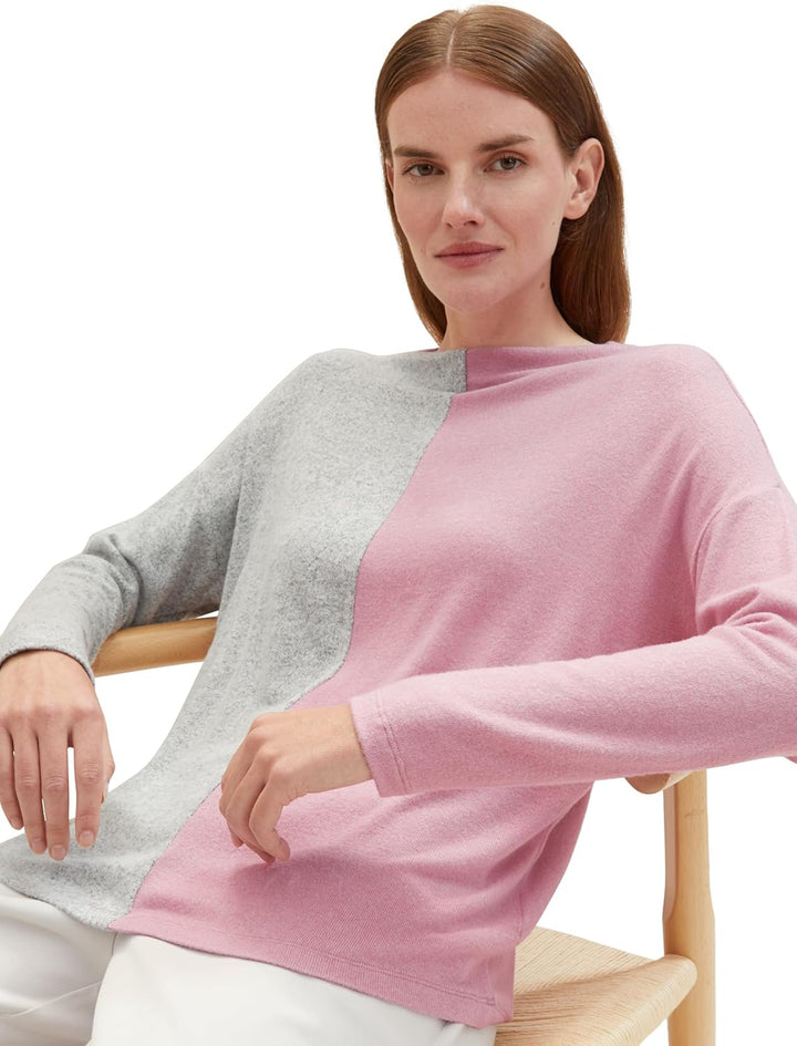 TOM TAILOR Damen Longsleeve T-Shirt XL 33966 - Dusty Vanda Melange, XL 33966 - Dusty Vanda Melange