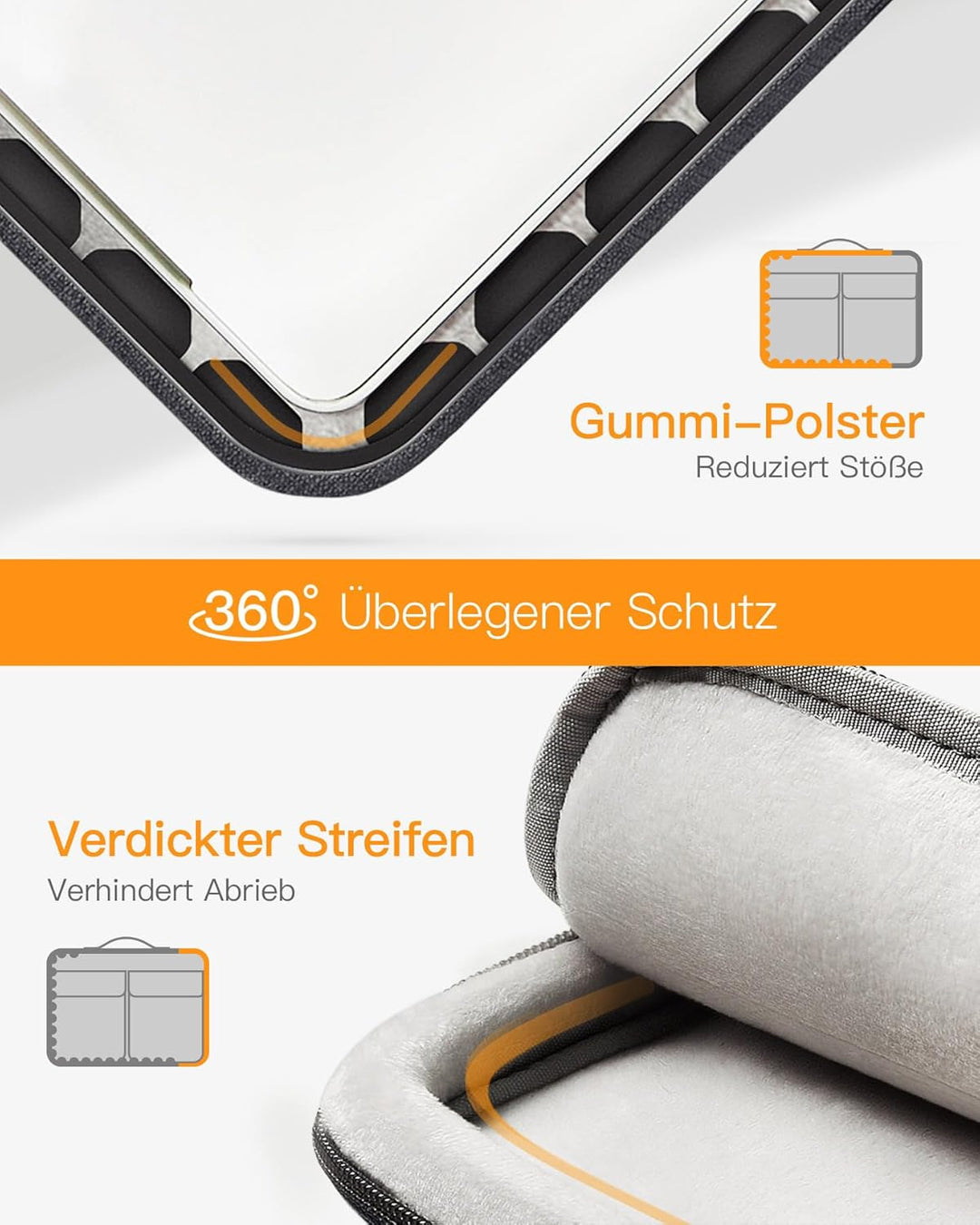Inateck 360° Rundumschutz Laptoptasche Hülle Schultertasche Kompatibel mit 15 Zoll Dell Inspiron, Le
