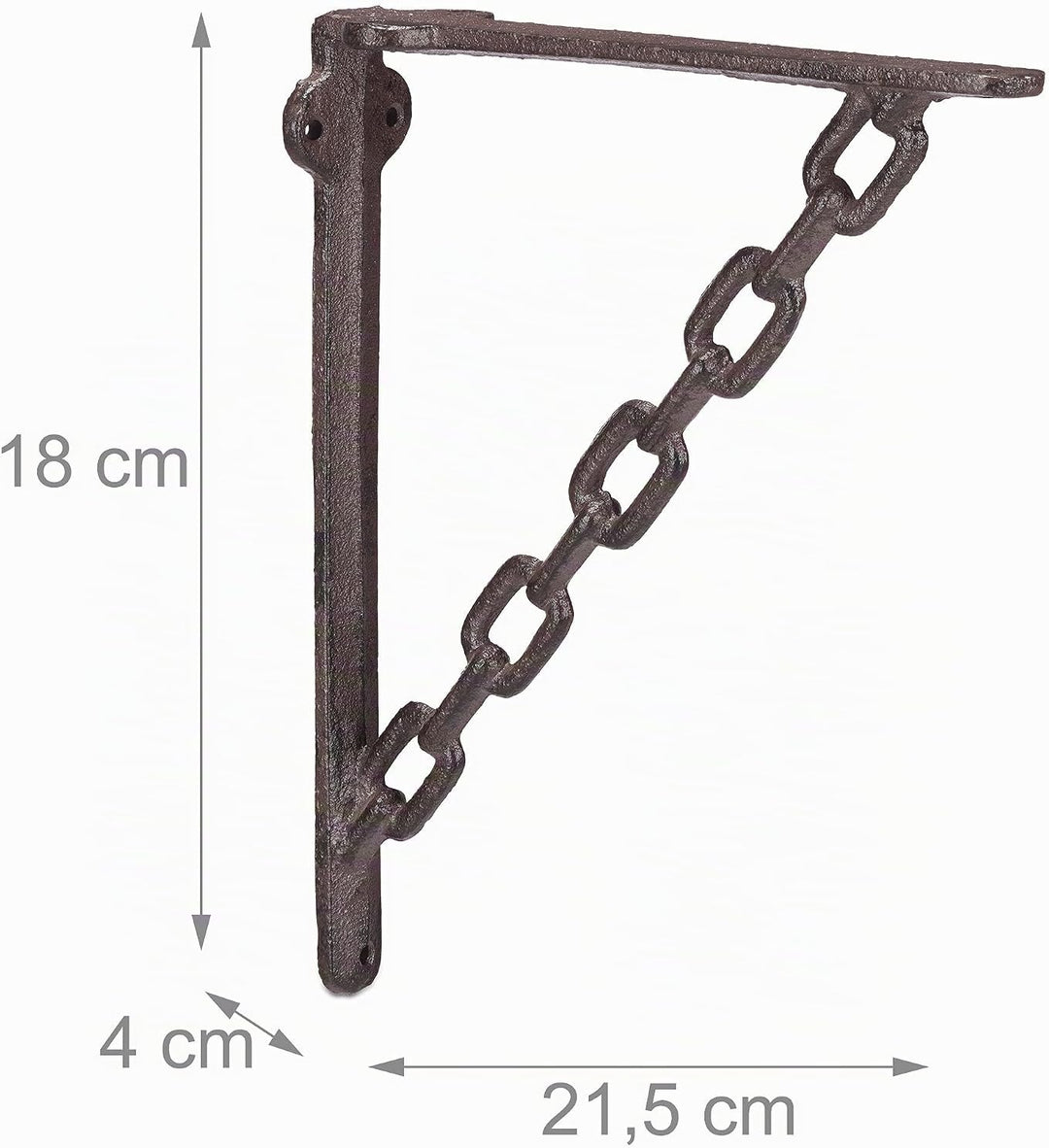 8 x Regalwinkel Gusseisen, Antik-Stil, Regalträger, ausgefallenes Ketten-Motiv, Wandhalter für Regal