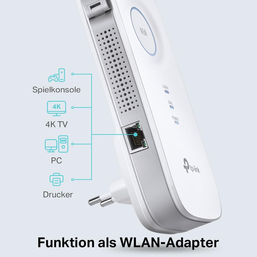 TP-Link RE550 WLAN Verstärker Repeater AC1900 (Dual AC + N, 1300MBit/s 5GHz + 600MBit/s 2,4GHz, App
