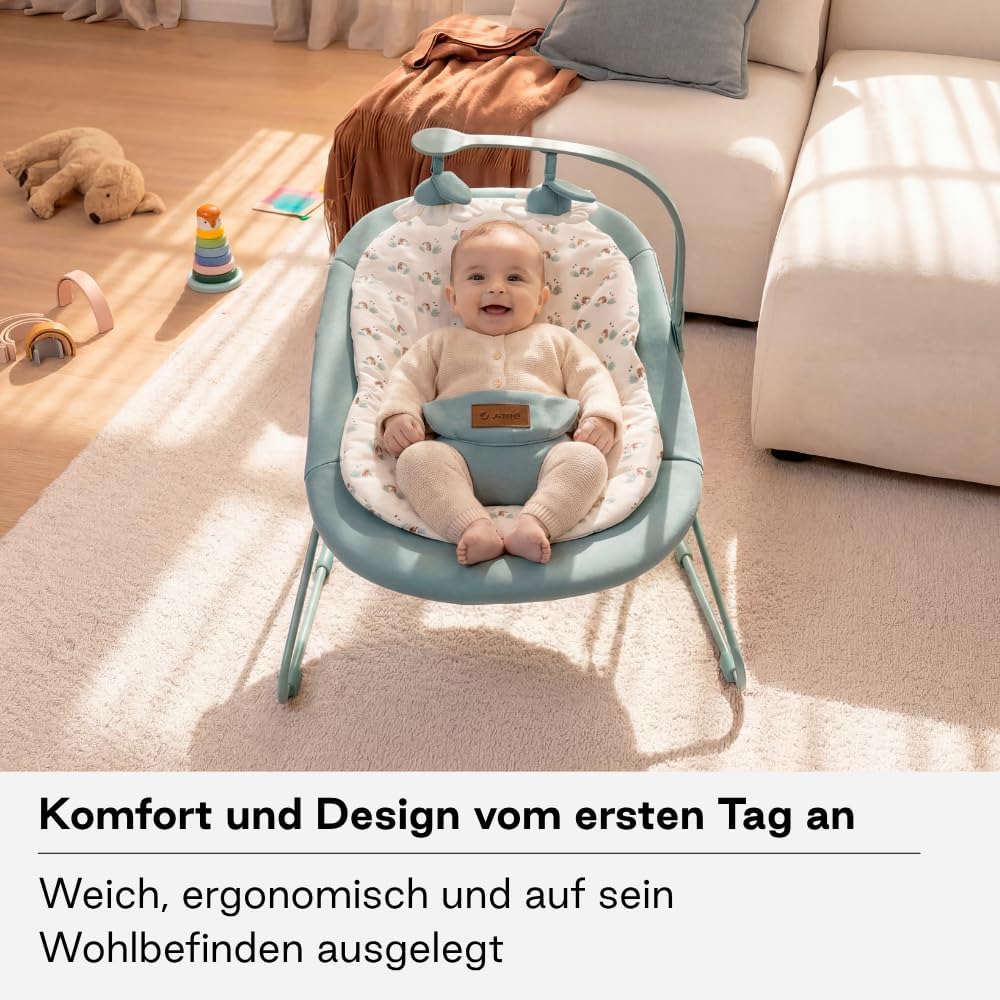 Jané Light, Babywippe ab Geburt, Ultraleichte Babywippe mit natürlicher Wippbewegung, Spielbogen und