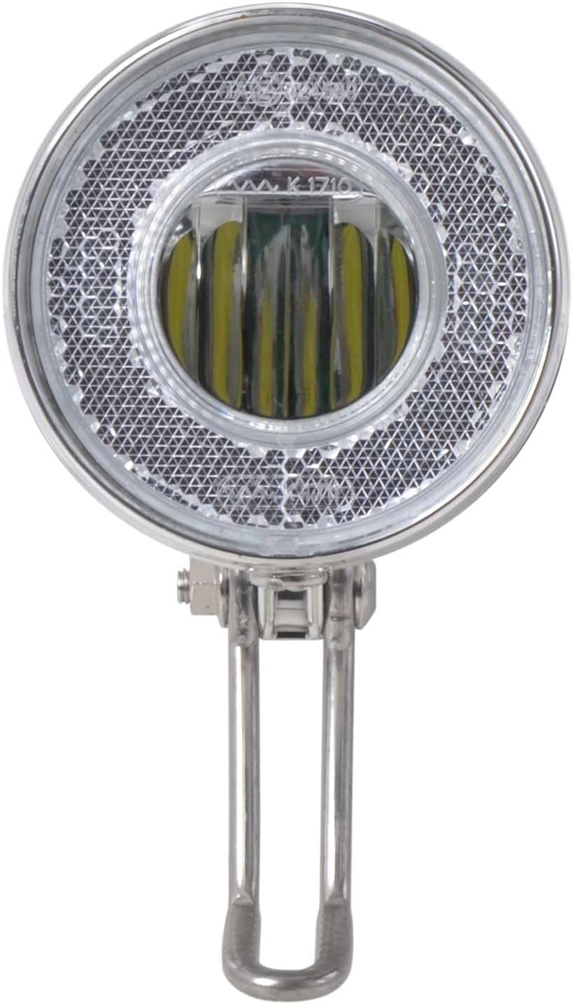 Retro LED Scheinwerfer Fahrrad Licht vorne Frontlicht mit Chrom Look und Batteriebetrieb