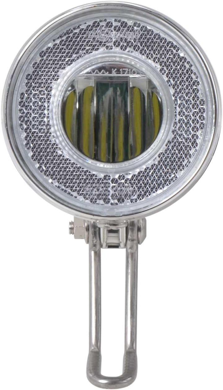 Retro LED Scheinwerfer Fahrrad Licht vorne Frontlicht mit Chrom Look und Batteriebetrieb