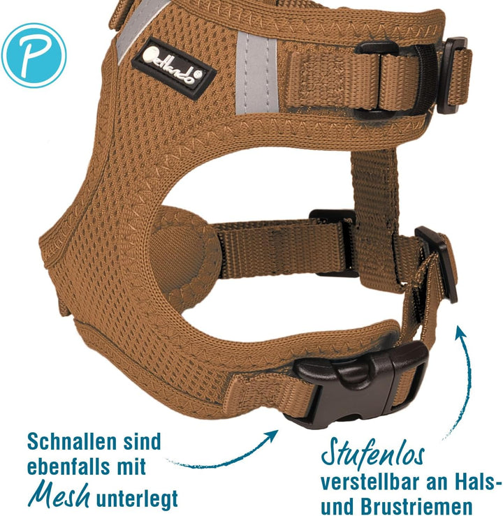 Petlando Hundegeschirr Mesh Vest, leichtes Brustgeschirr aus weichem Mesh & Nylon, stufenlos verstel