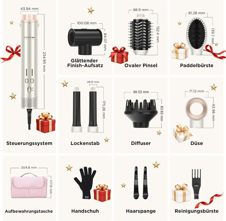 7 in 1 AirStyler, Automatische Doppelspannung MaxAIR 2.0 Multi-Styler Set Champagnersilber, Champagn