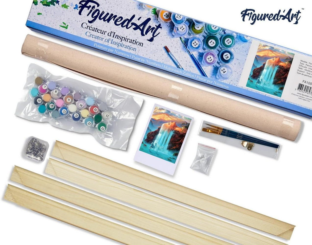 Figured'Art Malen Nach Zahlen Erwachsene Mit Rahmen Wasserfall Kopfhaar - Paint by Numbers Basteln D