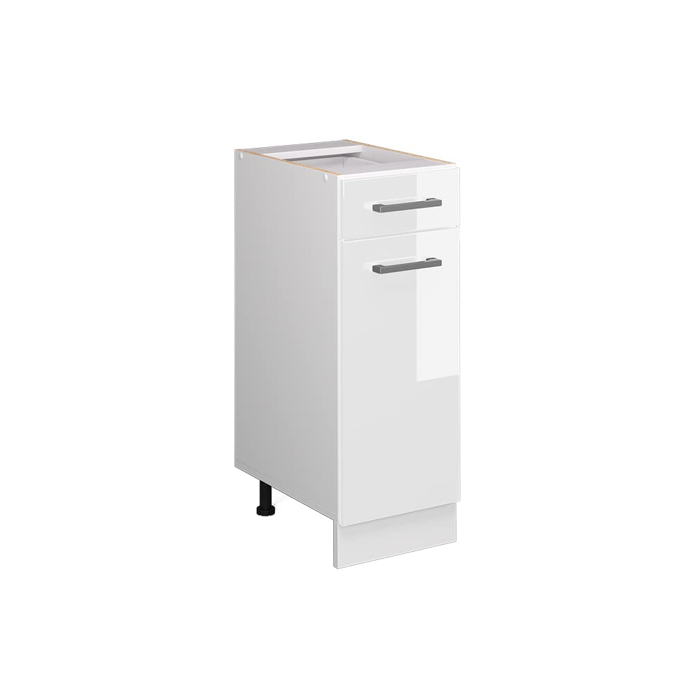 Vicco Küchenunterschrank R-Line, Weiss Hochglanz/Weiss, 30 cm ohne Arbeitsplatte Weiss Hochglanz Sch